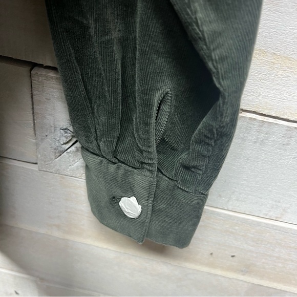 Eileen Fisher Organic Cotton Corduroy Shirt Jacket Womens Medium Olive Green - Picture 5 of 11